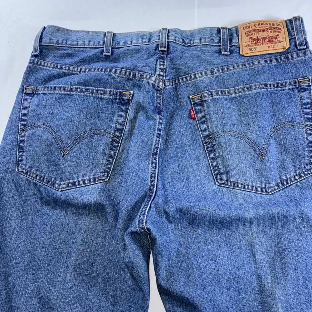 Levi's Regular Fit 505 Y2K Black Batwing VTG Jeans Men's 38x30 Blue